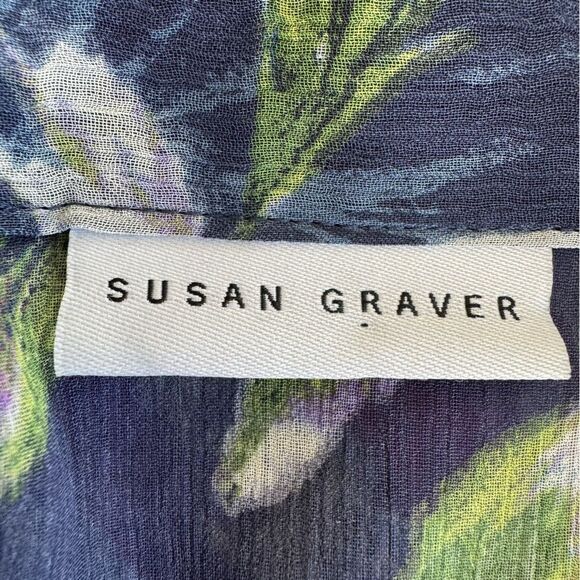 Susan Graver Floral Print Lace Sheer Tunic Blouse Size XL - Picture 7 of 9